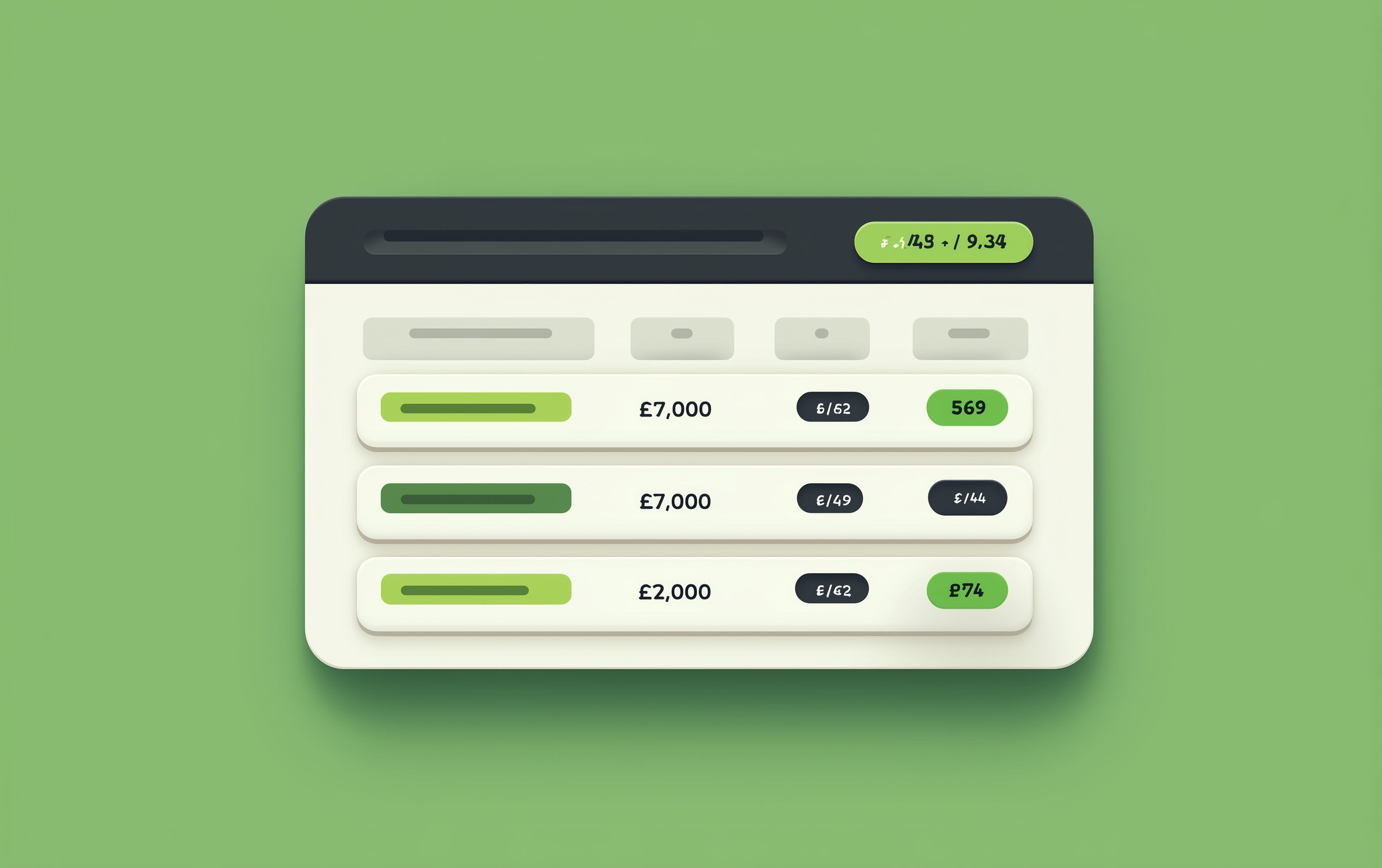 Flat UI illustration of a betting slip card with a bold SIM badge in orange, a horse-racing selection row, odds value, and a running profit total at the bottom