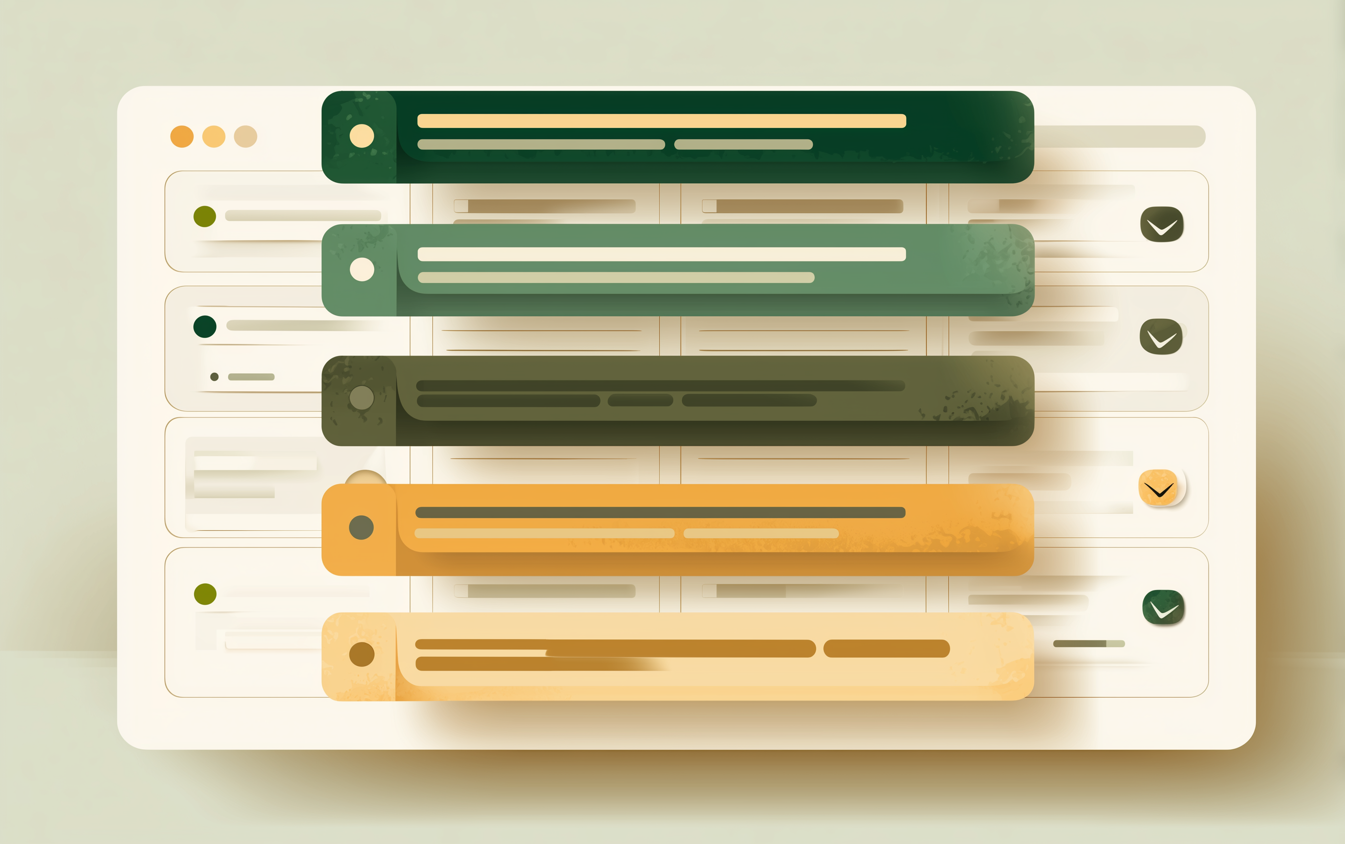 Flat UI illustration of a priority drag-and-drop list with five vertically stacked rows, each with a drag handle and numeric priority badge